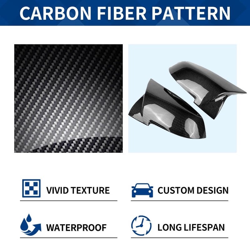 XPHAZZ Rear Mirror Caps Carbon Fiber Pattern Compatible with 3-Series F30 F31 F34 / 4-Series F32 F33 F36 / 2-Series F22 F23 / 1-Series F20 X1 E84 M2 F87 2PCS-Set - Image 5
